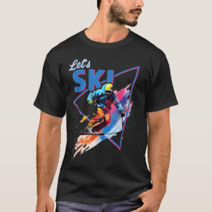 Retro-Skipulver Vintage Skischuhfarben verschleier T-Shirt