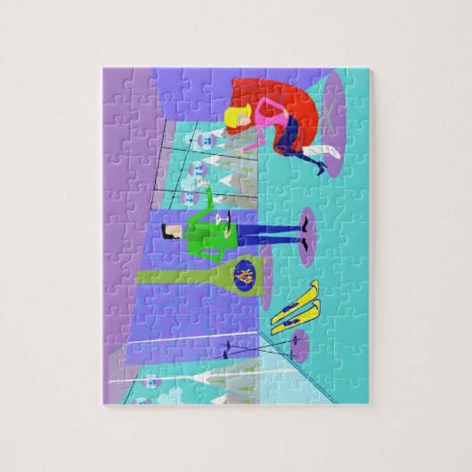 Retro Skiurlaub Jigsaw Puzzle (Vertikal)