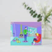 Retro Skiurlaub Postkarte (Stehend Vorderseite)