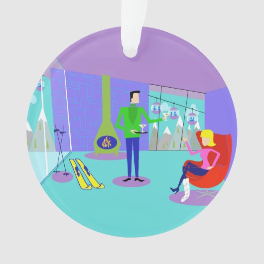 Retro Skiurlaub Weihnachtsschmuck Ornament (Vorderseite)