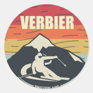Retro Skiverbier Schweiz Ski Runder Aufkleber