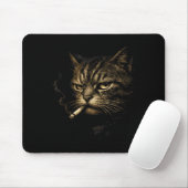 Retro-Skizze Katze raucht Zigarette Lustiges Meme Mousepad (Mit Mouse)