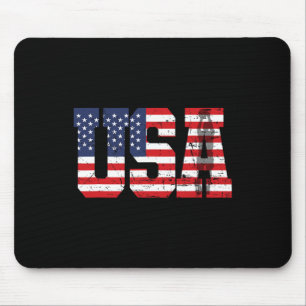 Retro-Skizze Spieler-Silhouette Amerikanische Flag Mousepad