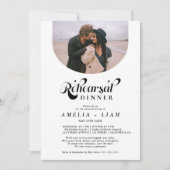 Retro-Skript-Foto Schwarz-weiße Probe Abendessen Einladung (Vorderseite)