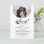 Retro-Skript-Foto Schwarz-weiße Probe Abendessen Einladung (Stehend Vorderseite)