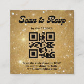 Retro-Skript Gold uAwg qr Code Hochzeit-Foto Begleitkarte (Vorderseite)