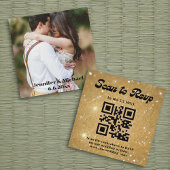 Retro-Skript Gold uAwg qr Code Hochzeit-Foto Begleitkarte