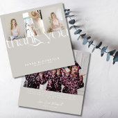 Retro-Skript | Hellbeige Foto Abschluss Dankeskarte