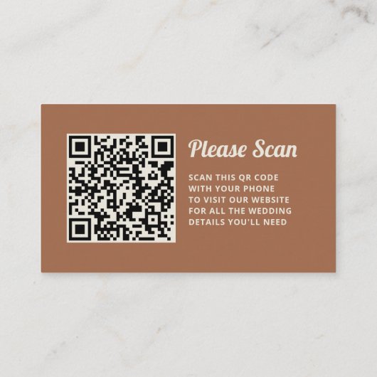 Retro-Skript | Hochzeitsseite QR Code Begleitkarte (Rückseite)