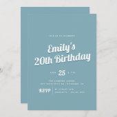 Retro-Skript | Jede Blue Birthday Party Einladung (Vorne/Hinten)