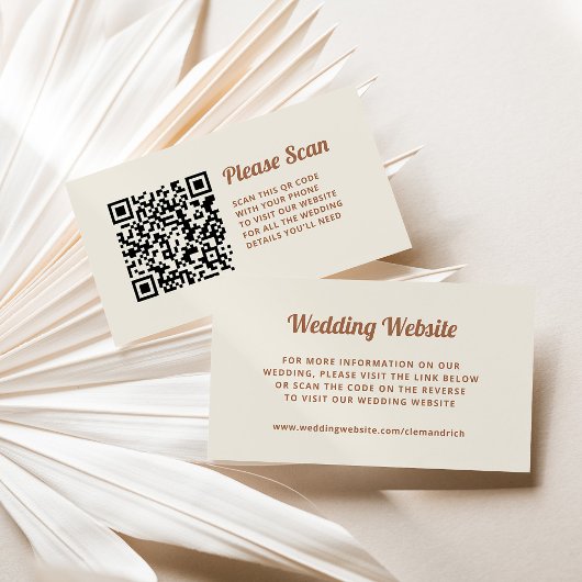 Retro-Skript | Neutral Wedding Website QR Code Begleitkarte