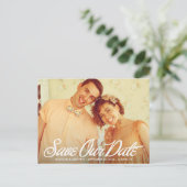 Retro-Skript | Save the Date Postkarte (Stehend Vorderseite)