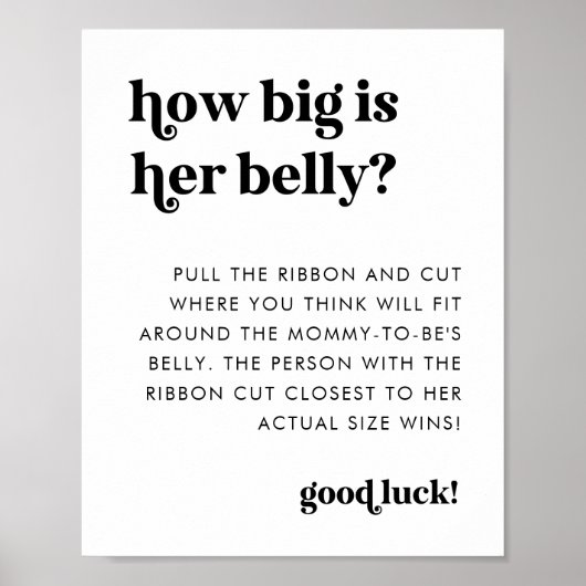 Retro-Skript Wie groß ist ihr Bauch 8x10-Zeichen Poster (Vorne)