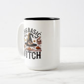 Retro Skull Black Bats Spider Halloween Hexenhut Zweifarbige Tasse (Vorderseite Links)