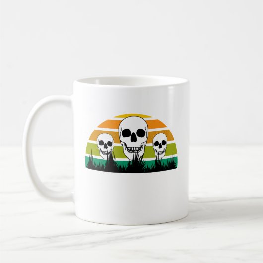 Retro Skull Black Grass Ophiopogon Gothic Garden Kaffeetasse (Links)
