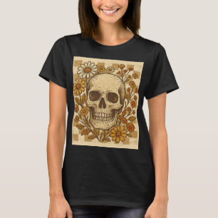 Retro Skull & Daisy T - Shirt Vintag Grunge Skel