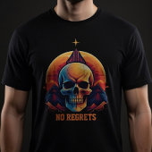 Retro Skull Mountain Sunset No Regrets Graphic T-Shirt