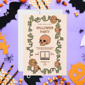Retro Skull und Pumpkin-Halloween-Party Einladung