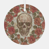 Retro Skulls und Rose Ornament Aus Glas (Rückseite)