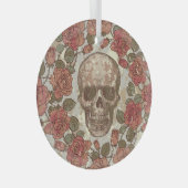 Retro Skulls und Rose Ornament Aus Glas (Vorderseite Rechts)