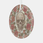 Retro Skulls und Rose Ornament Aus Glas (Vorderseite links)