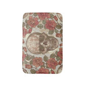 Retro Skulls und Rose Ornament Badematte (Vorderseite Vertikal)