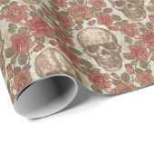 Retro Skulls und Rose Ornament Geschenkpapier (Rolleneckpunkt)