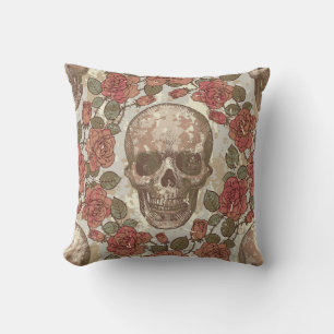Retro Skulls und Rose Ornament Kissen