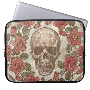Retro Skulls und Rose Ornament Laptopschutzhülle