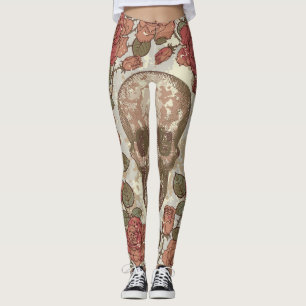Retro Skulls und Rose Ornament Leggings