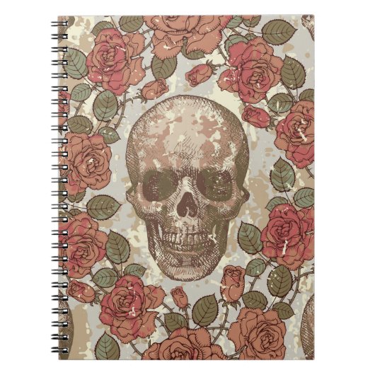 Retro Skulls und Rose Ornament Notizblock (Vorderseite)