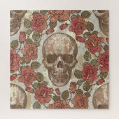 Retro Skulls und Rose Ornament Puzzle (Vertikal)