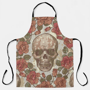 Retro Skulls und Rose Ornament Schürze