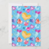 Retro Sky Blue Watercolor Hearts Niedliche Geburts Einladung (Rückseite)