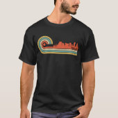 Retro Skyline Art-Portlands Oregon T-Shirt (Vorderseite)