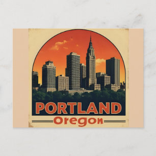 Retro Skyline Portland Oregon Vintage Reise Postkarte