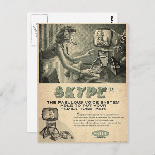 Retro Skype Social Media Ad by Send My Liebe Postkarte (Vorne/Hinten)