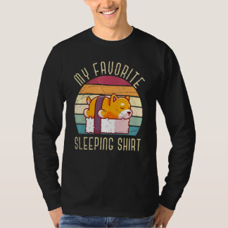Retro Sleeping Sushi Haustier Hund Lazy Tier spät  T-Shirt