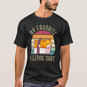 Retro Sleeping Sushi Haustier Hund Lazy Tier spät  T-Shirt