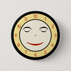 Retro Sleepy Clock Face Button