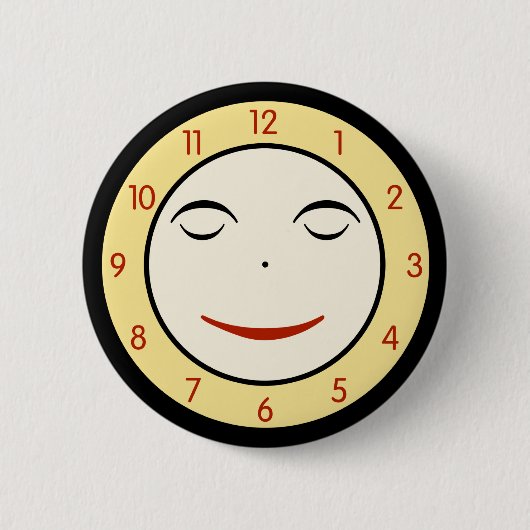 Retro Sleepy Uhr Button (Vorderseite)