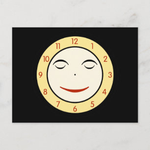 Retro Sleepy Uhr Postkarte