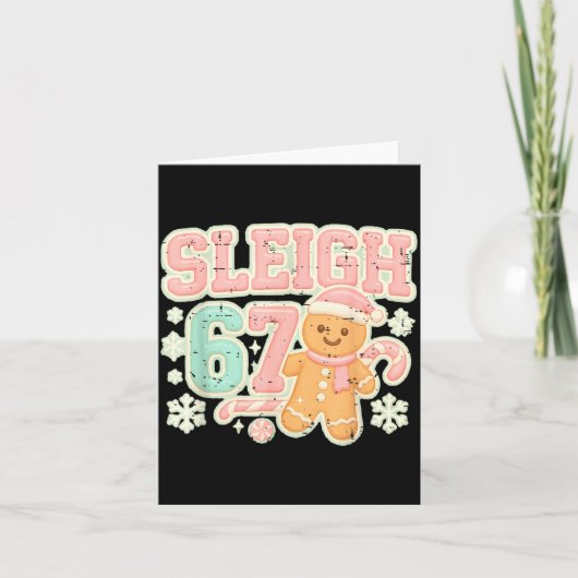Retro Sleigh 67 Gingerbread Christmas Six Seven Me Karte (Vorderseite)