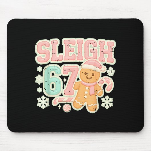Retro Sleigh 67 Gingerbread Christmas Six Seven Me Mousepad (Vorne)