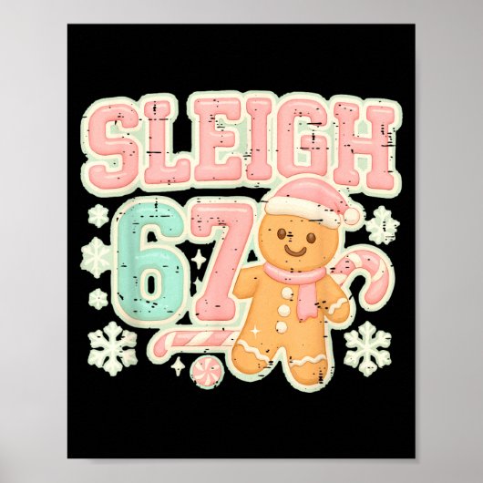Retro Sleigh 67 Gingerbread Christmas Six Seven Me Poster (Vorne)