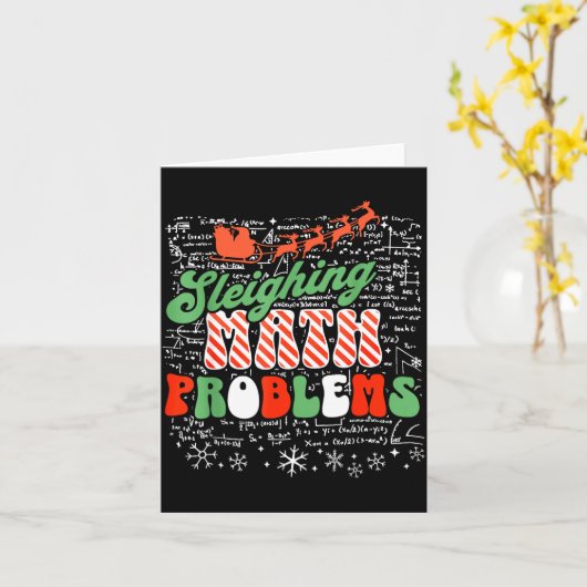 Retro Sleighing Math Problems Santa Math Teacher C Karte (Gelbe Blume)