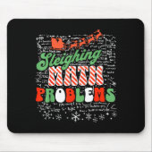 Retro Sleighing Math Problems Santa Math Teacher C Mousepad (Vorne)