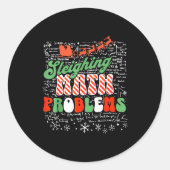 Retro Sleighing Math Problems Santa Math Teacher C Runder Aufkleber (Vorderseite)