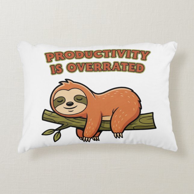 Retro Sloth Anti Productivity Rectangular Pillow Dekokissen (Vorderseite)