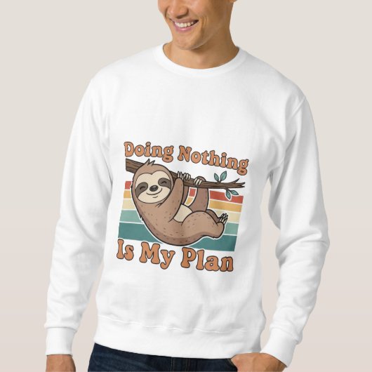 Retro Sloth Doing Nothing Men’s Sweatshirt (Vorderseite)